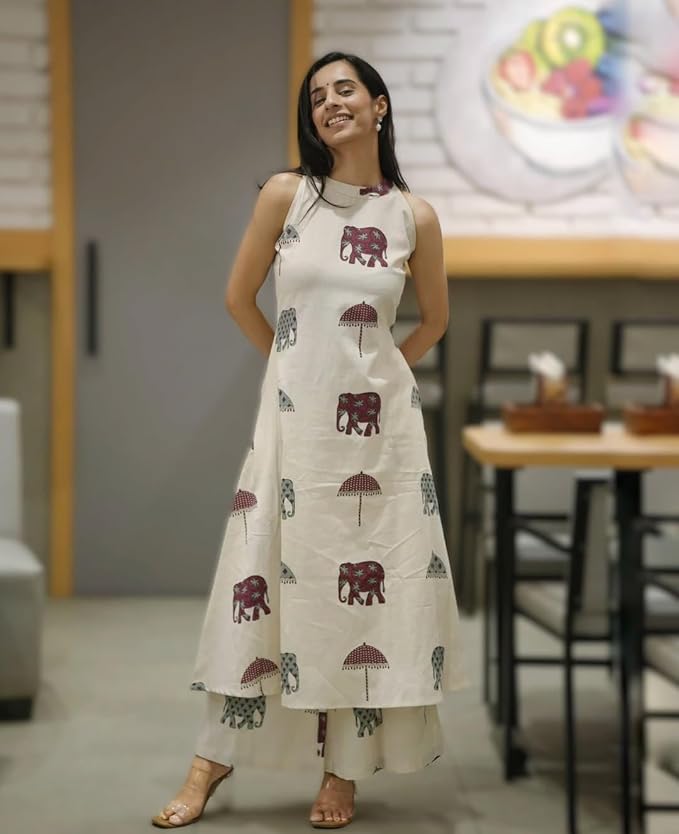 ANNI DESIGNER Viscose Blend Co Ord Set for Women | Kurta with Palazzo | Kurti Set Woman | Printed Ethnic Outfit | Cord Style Indian Dress Office Party Traditional Clothing Fashion Premium Modern Look - Image 2