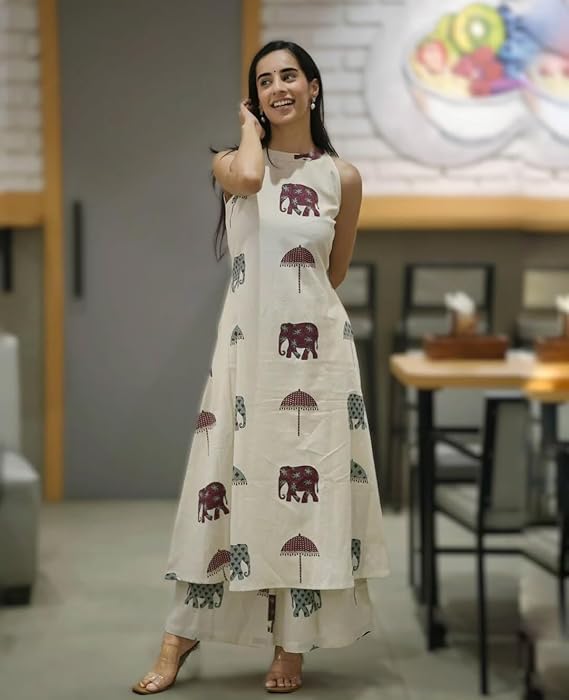 ANNI DESIGNER Viscose Blend Co Ord Set for Women | Kurta with Palazzo | Kurti Set Woman | Printed Ethnic Outfit | Cord Style Indian Dress Office Party Traditional Clothing Fashion Premium Modern Look - Image 3
