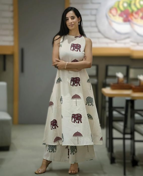 ANNI DESIGNER Viscose Blend Co Ord Set for Women | Kurta with Palazzo | Kurti Set Woman | Printed Ethnic Outfit | Cord Style Indian Dress Office Party Traditional Clothing Fashion Premium Modern Look - Image 4